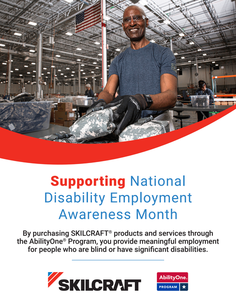 Picture3 SKILCRAFT agency Image of visually impaired man working and smiling.